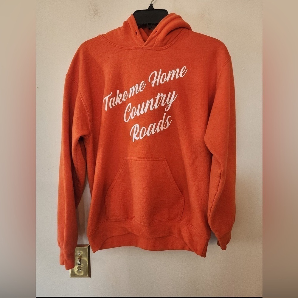 Mens small Hoodie orange take me home country road